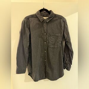 Topshop black denim long-sleeve button-up shirt